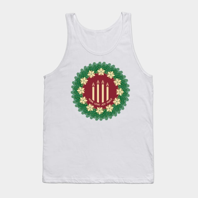 Four Advent candles lit in anticipation of the birth of Jesus Christ Tank Top by Reformer